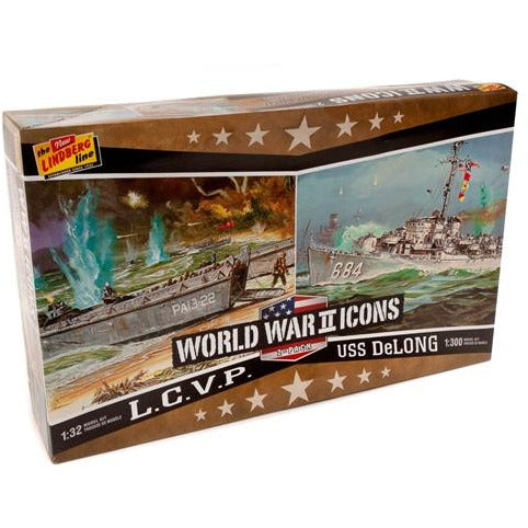 Lindberg American Icons of WWII L.C.V.P. & USS DeLong 1:32/1:300 Scale Model Kits