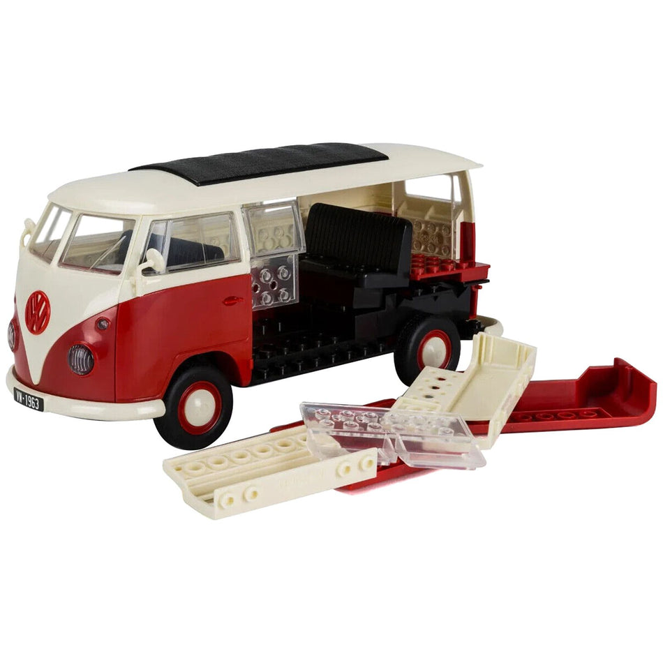 Skill 1 Model Kit Volkswagen Camper Van Red Snap Together Model by Airfix Quickbuild