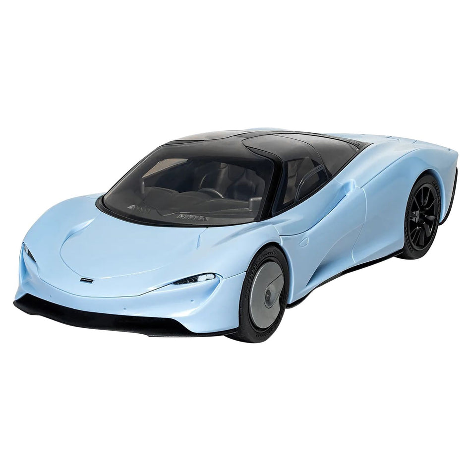 Skill 1 Model Kit McLaren Speedtail Light Blue with Black Top Snap Together Painted Plastic Model Car Kit by Airfix Quickbuild