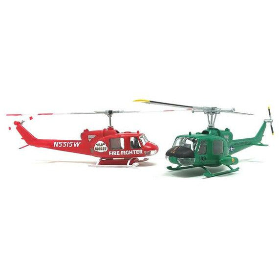 Atlantis 1/72 Huey Chopper 2 Pack Fire Fighter and Vietnam Gunship Snap 