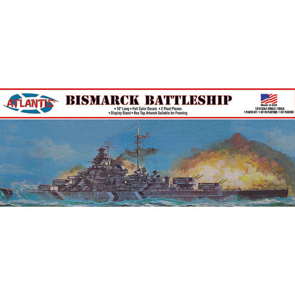 Atlantis Bismarck Battleship 1/618 Plastic Model Kit