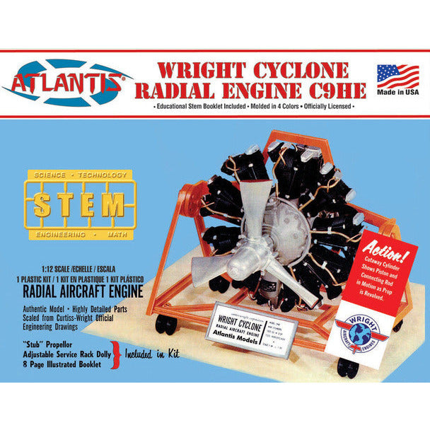 Atlantis Wright Cyclone Engine 1/12 scale Plastic Model Kit
