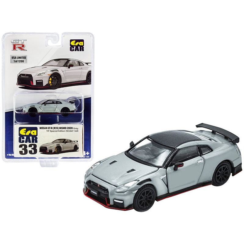 2020 Nissan GT-R (R35) RHD (Right Hand Drive) Nismo Gray with Carbon Top Limited Edition to 1200 pieces "Special Edition" 1/64 Diecast Model Car by Era Car