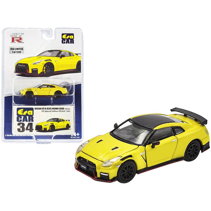 2020 Nissan GT-R (R35) Nismo RHD (Right Hand Drive) Yellow with Carbon Top Limited Edition to 1200 pieces "Special Edition" 1/64 Diecast Model Car by Era Car