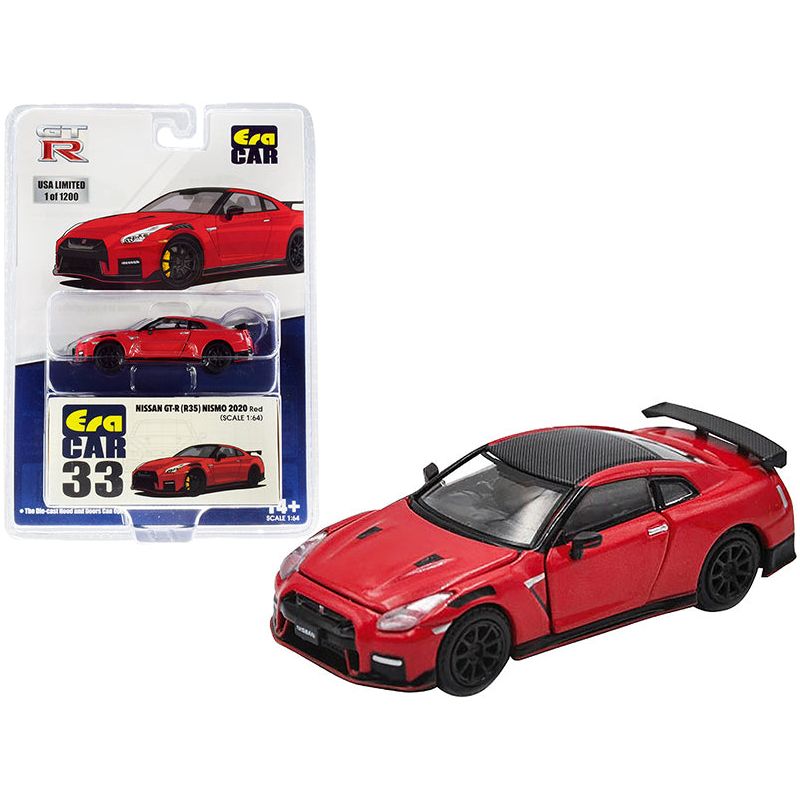 2020 Nissan GT-R (R35) Nismo RHD (Right Hand Drive) Red with Carbon Top Limited Edition to 1200 pieces 1/64 Diecast Model Car by Era Car