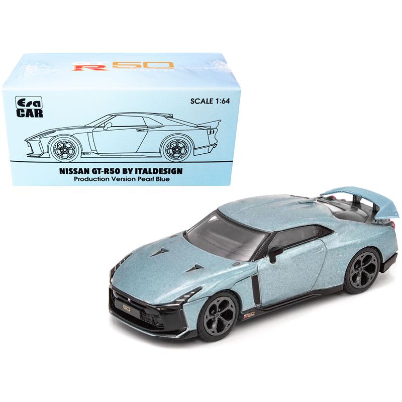 Nissan GT-R50 by Italdesign Pearl Blue 1/64 Diecast Model Car by Era Car