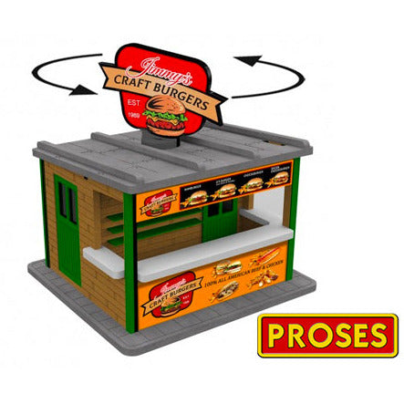 Bachmann O Scale Jimmy's Burger Stand with Light and Rotating Sign (Kit)