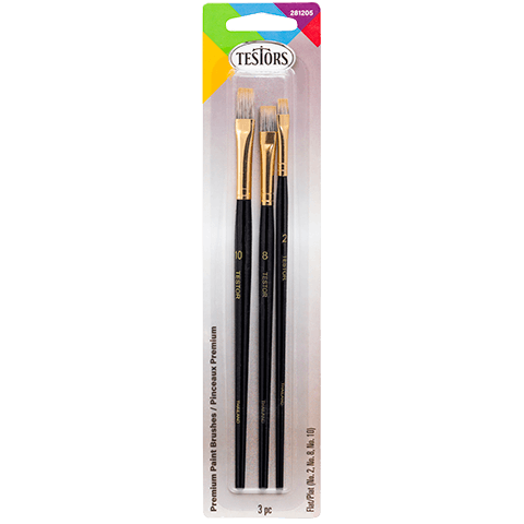 Testors 3 Piece Premium Flat Brush Set