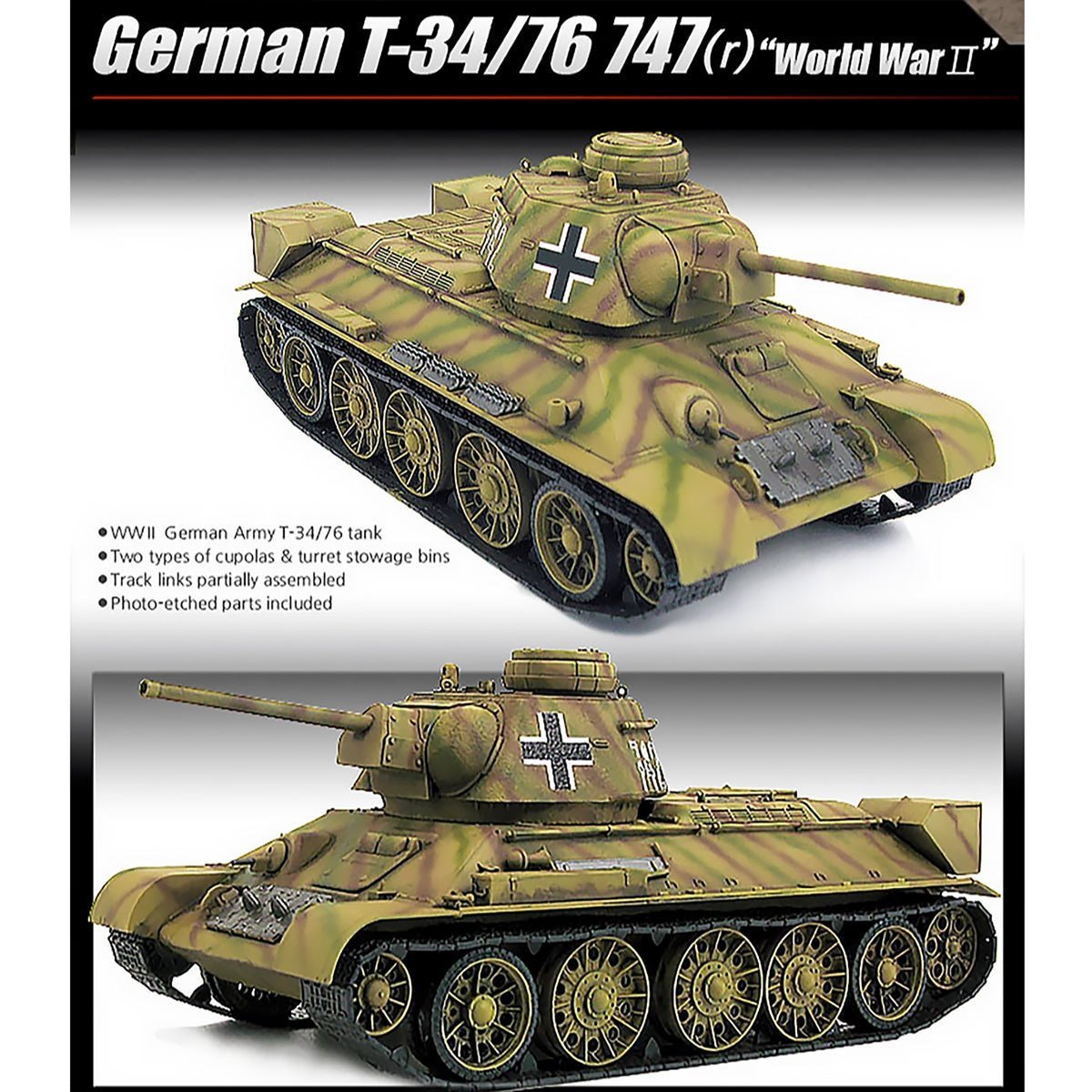 Academy 1/35 13502 Wwii German T-34/76 747(R)-Academy-ModelCars.com
