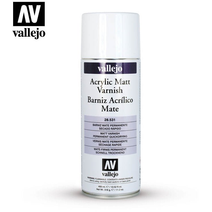 Acrylic Matt Spray Varnish, for quick and easy protection, by Vallejo. - Vallejo - ModelCars.com