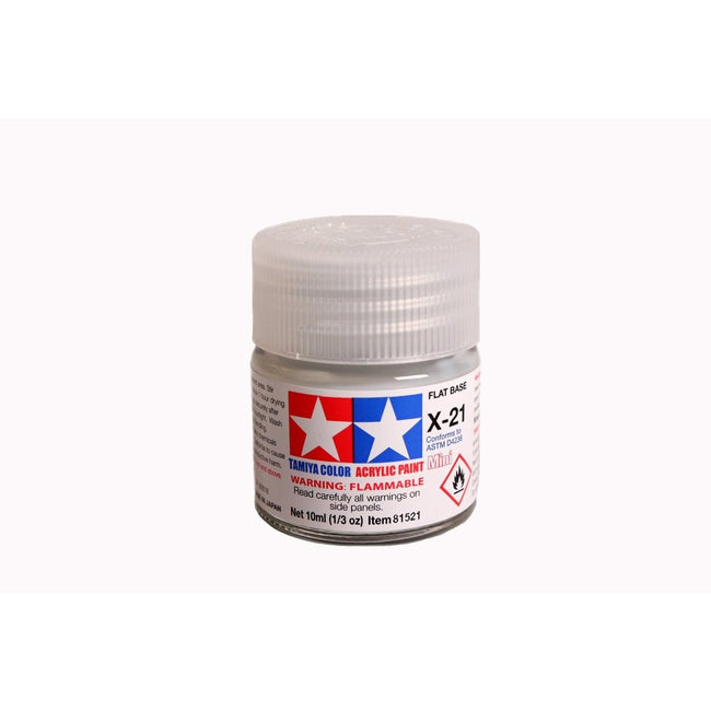 Acrylic Mini X-21 Flat Base 10Ml Bottle / Tamiya USA-Tamiya-ModelCars.com
