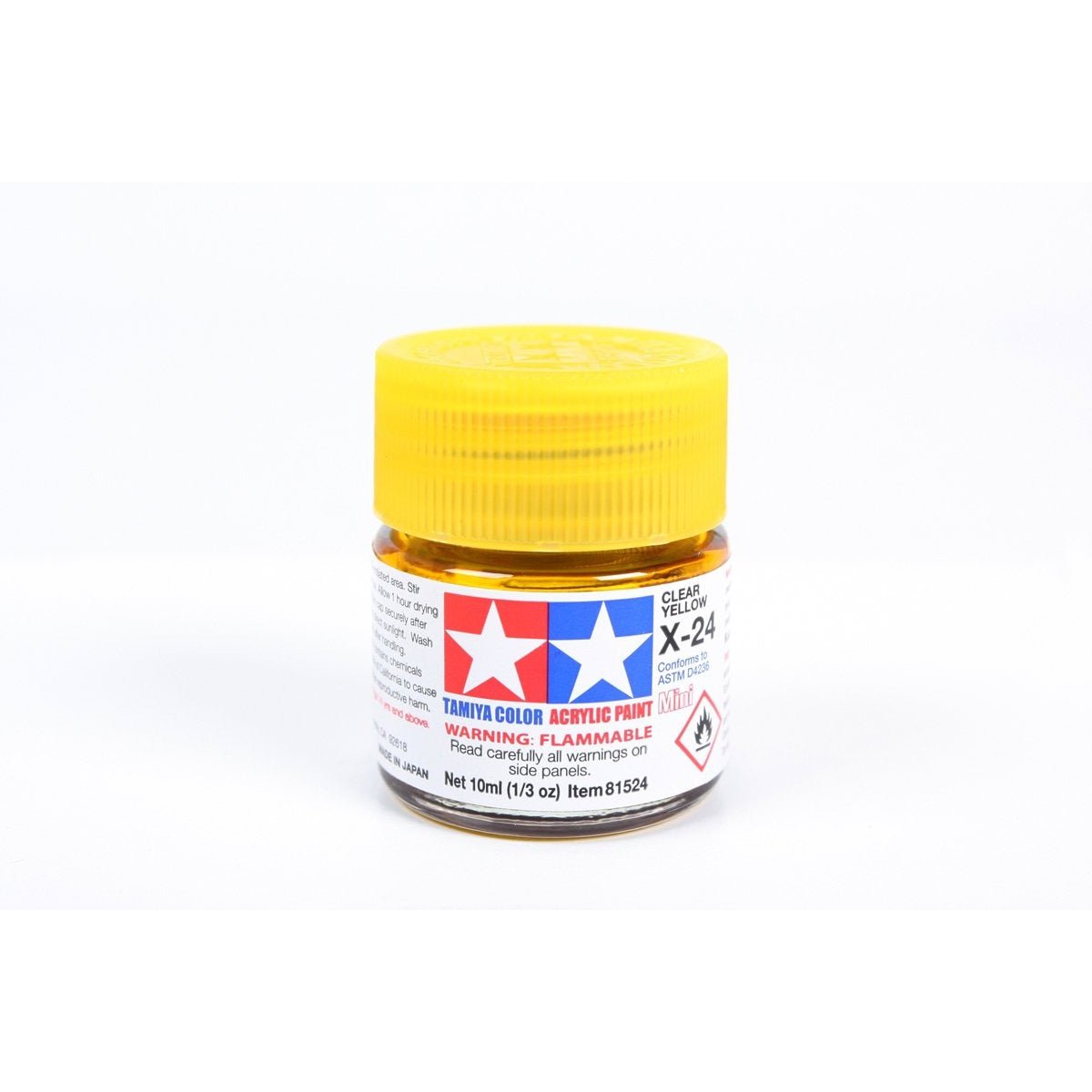 Acrylic Mini X - 24 Clear Yellow 10Ml Bottle / Tamiya USA - Tamiya - ModelCars.com