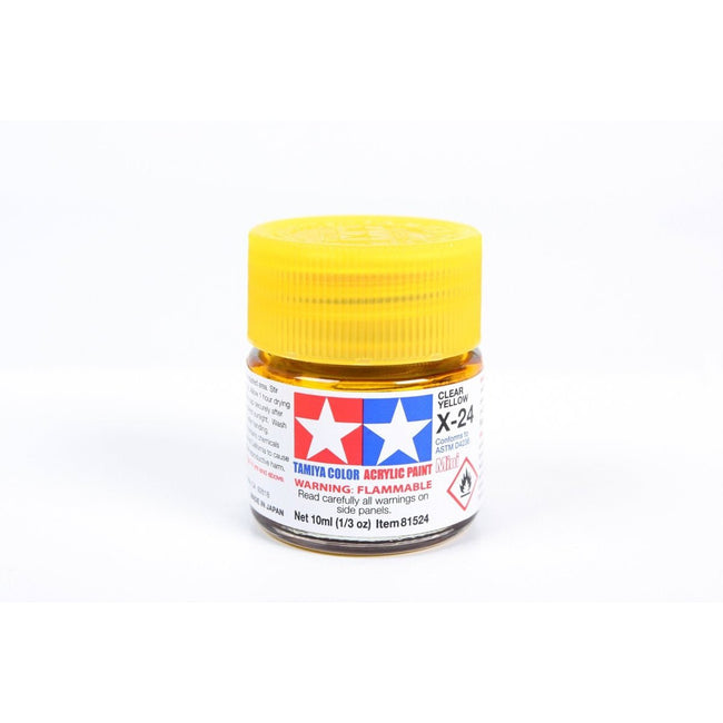 Acrylic Mini X - 24 Clear Yellow 10Ml Bottle / Tamiya USA - Tamiya - ModelCars.com