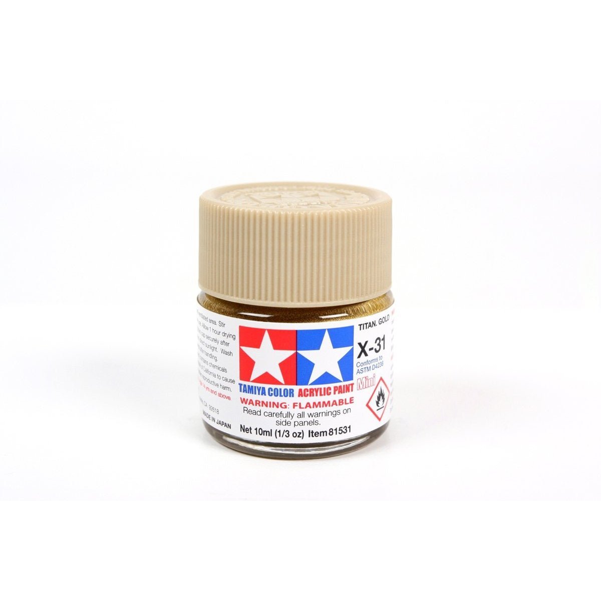 Acrylic Mini X-31 Titan Gold 10Ml Bottle / Tamiya USA-Tamiya-ModelCars.com