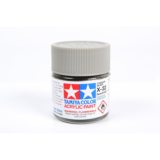 Acrylic X - 32 Titanium Silver 23Ml Bottle / Tamiya USA - Tamiya - ModelCars.com