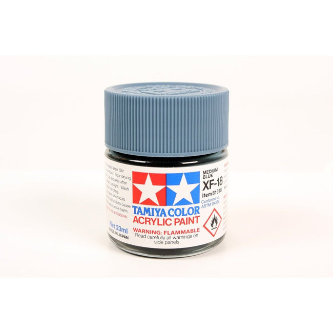 Acrylic Xf-18 Medium Blue 23Ml Bottle / Tamiya USA-Tamiya-ModelCars.com