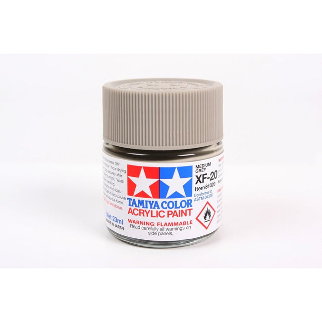 Acrylic Xf-20 Medium Gray 23Ml Bottle / Tamiya USA-Tamiya-ModelCars.com