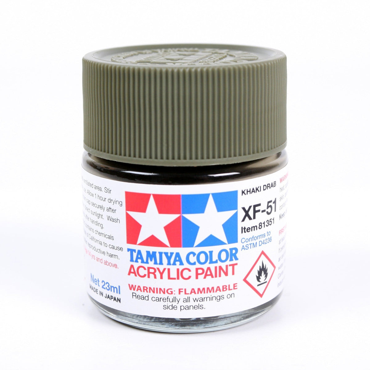 Acrylic Xf-51 Khaki Drab 23Ml Bottle / Tamiya USA-Tamiya-ModelCars.com
