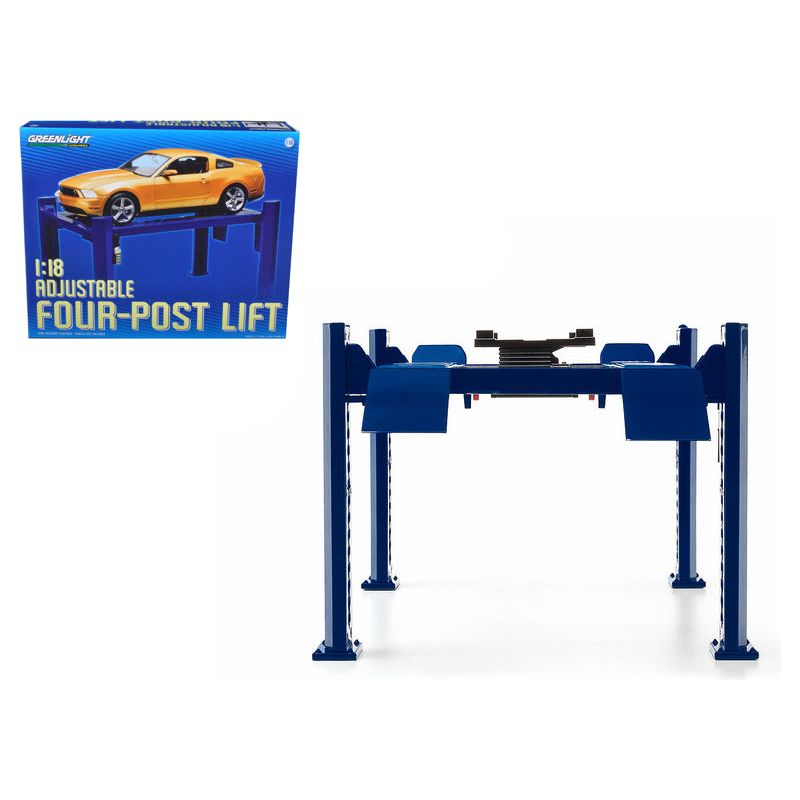 Adjustable Four Post Lift Blue for 1/18 Scale Diecast Model Cars by Greenlight - Greenlight - ModelCars.com