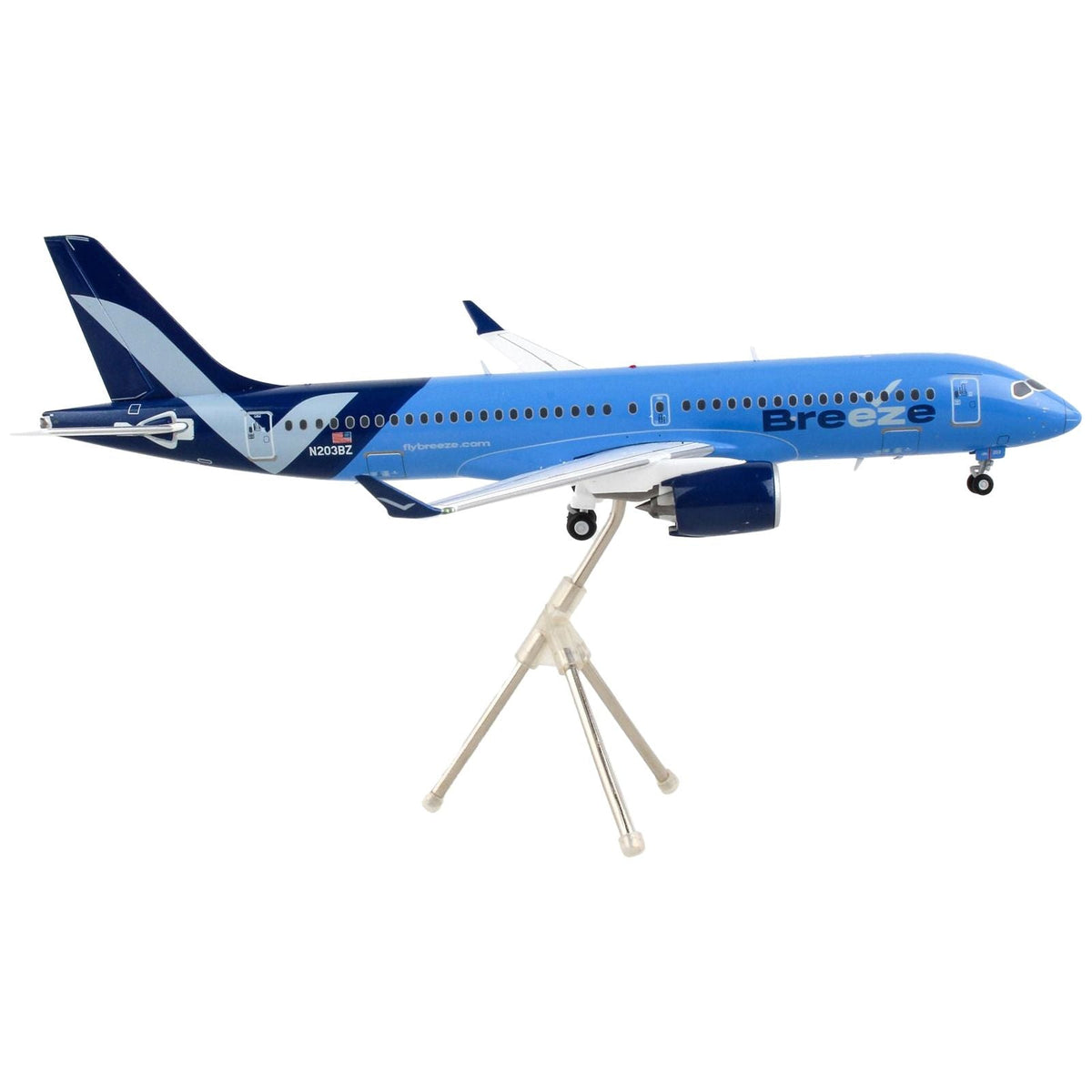 Airbus A220-300 Commercial Aircraft "Breeze Airways" Blue "Gemini 200" Series 1/200 Diecast Model Airplane by GeminiJets-GeminiJets-ModelCars.com
