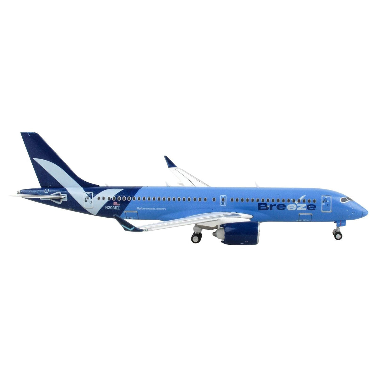 Airbus A220-300 Commercial Aircraft "Breeze Airways" Blue with White Wings 1/400 Diecast Model Airplane by GeminiJets-GeminiJets-ModelCars.com