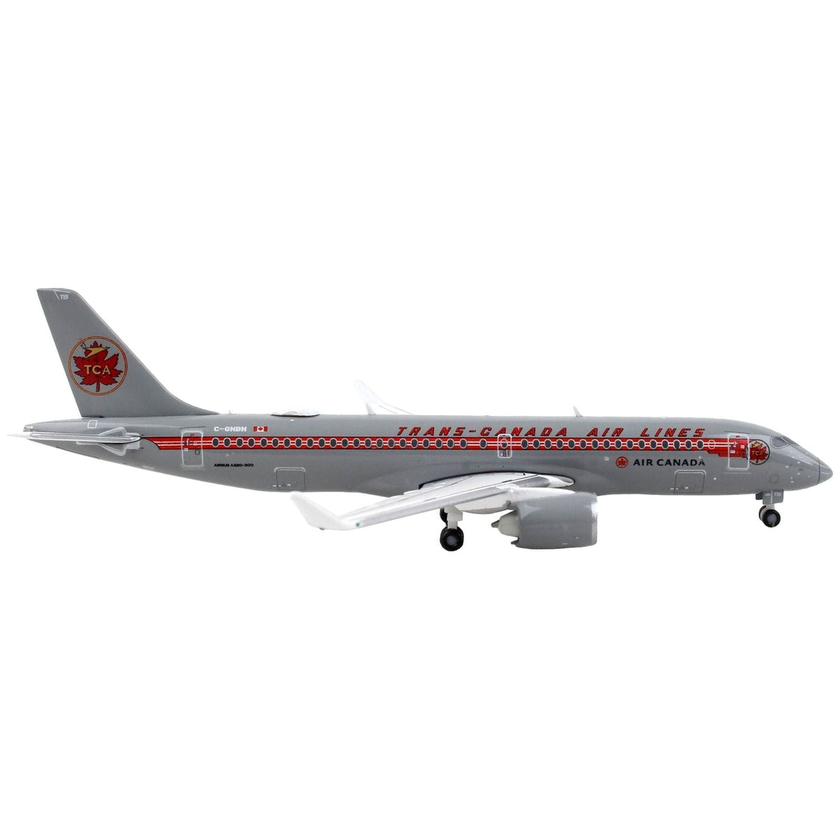 Airbus A220-300 Commercial Aircraft "Trans-Canada Air Lines - Air Canada" Gray with Red Stripes 1/400 Diecast Model Airplane by GeminiJets-GeminiJets-ModelCars.com