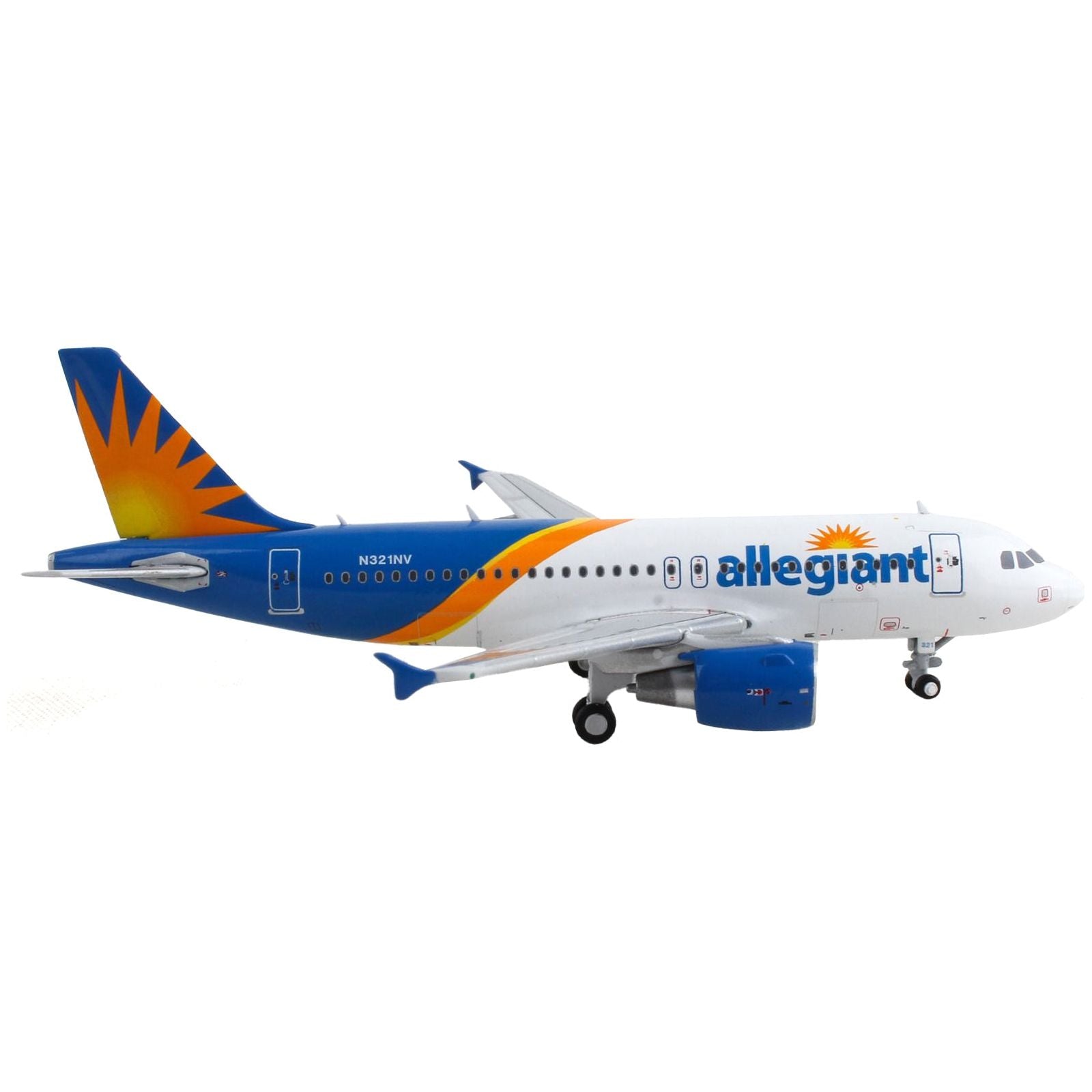 Airbus A319 Commercial Aircraft "Allegiant Air" White and Blue with Graphics 1/400 Diecast Model Airplane by GeminiJets - GeminiJets - ModelCars.com