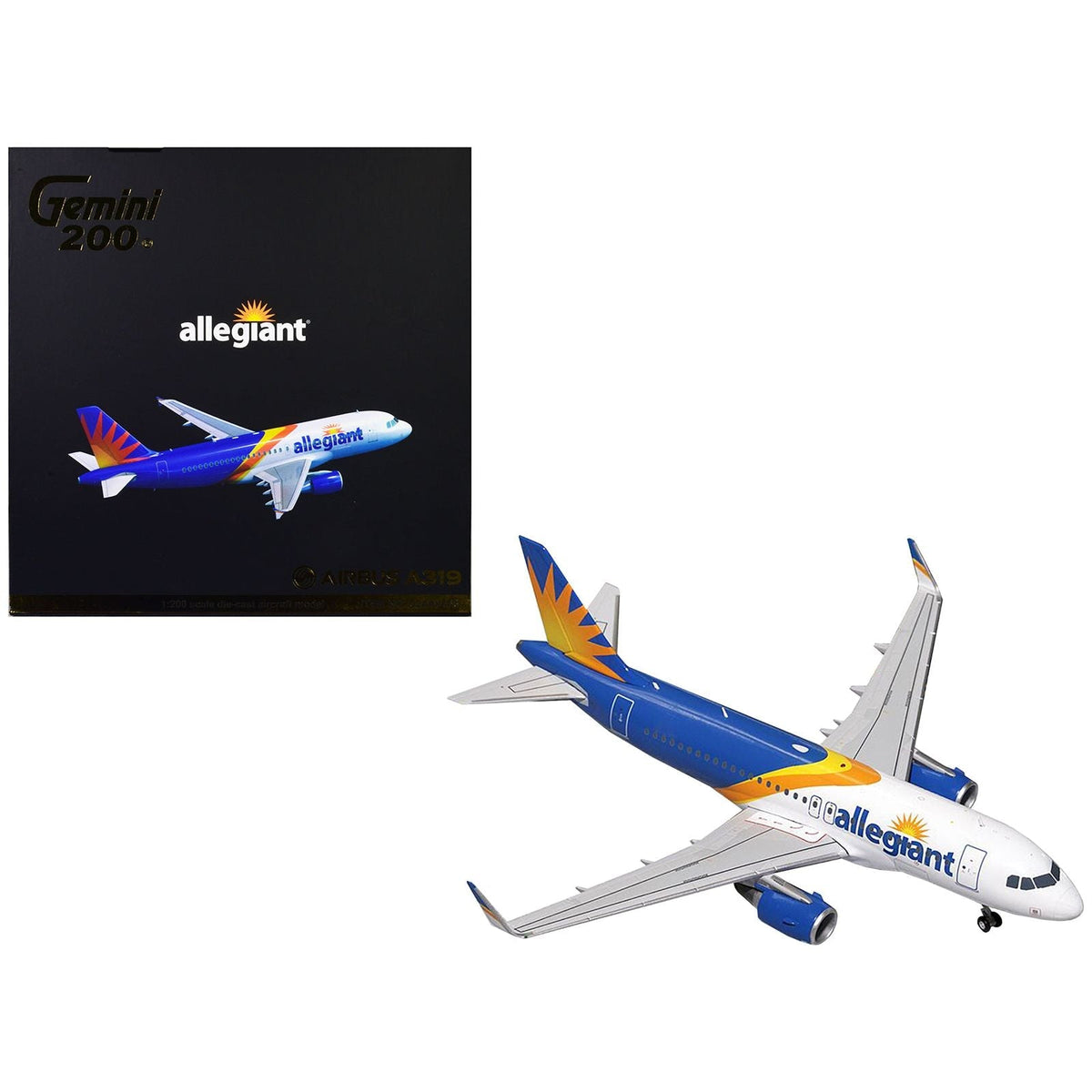 Airbus A319 Commercial Aircraft "Allegiant Air" White with Blue Tail "Gemini 200" Series 1/200 Diecast Model Airplane by GeminiJets-GeminiJets-ModelCars.com