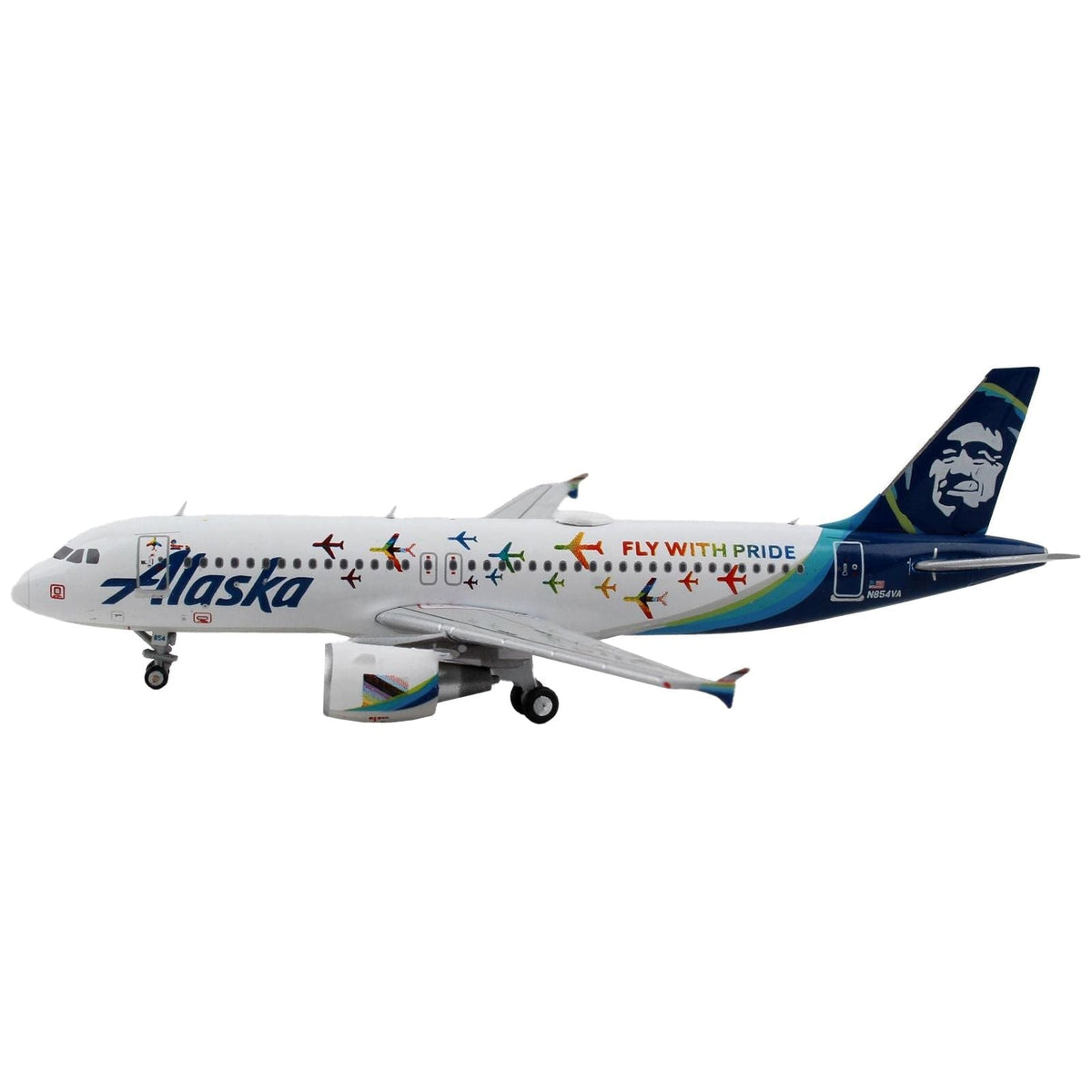 Airbus A320 Commercial Aircraft "Alaska Airlines - Fly with Pride" White with Blue Tail 1/400 Diecast Model Airplane by GeminiJets-GeminiJets-ModelCars.com