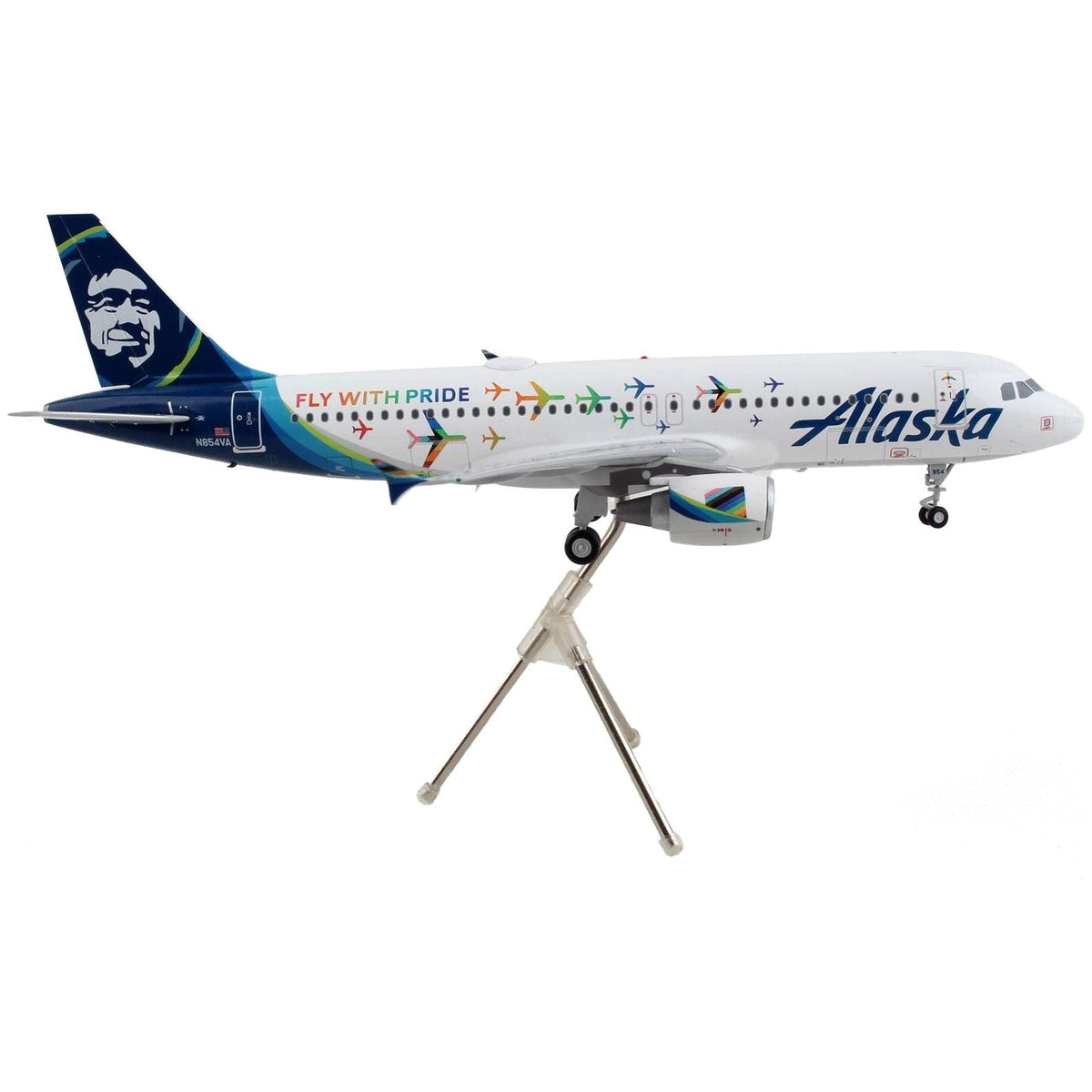 Airbus A320 Commercial Aircraft "Alaska Airlines - Fly With Pride" White with Blue Tail "Gemini 200" Series 1/200 Diecast Model Airplane by GeminiJets-GeminiJets-ModelCars.com