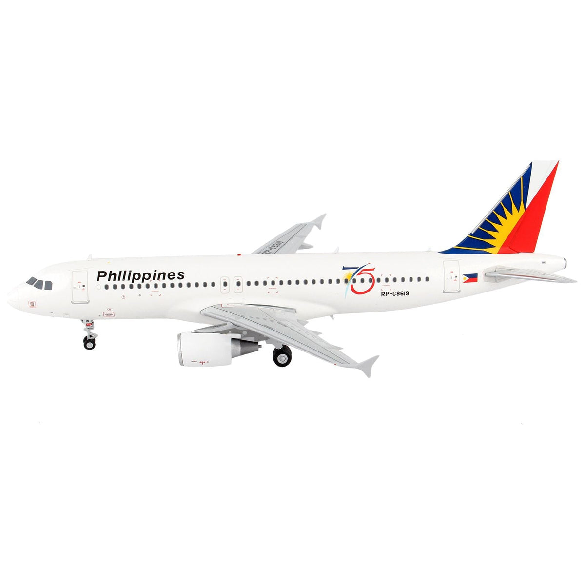 Airbus A320 Commercial Aircraft "Philippine Airlines - 75th Anniversary" White with Tail Graphics "Gemini 200" Series 1/200 Diecast Model Airplane by GeminiJets - GeminiJets - ModelCars.com