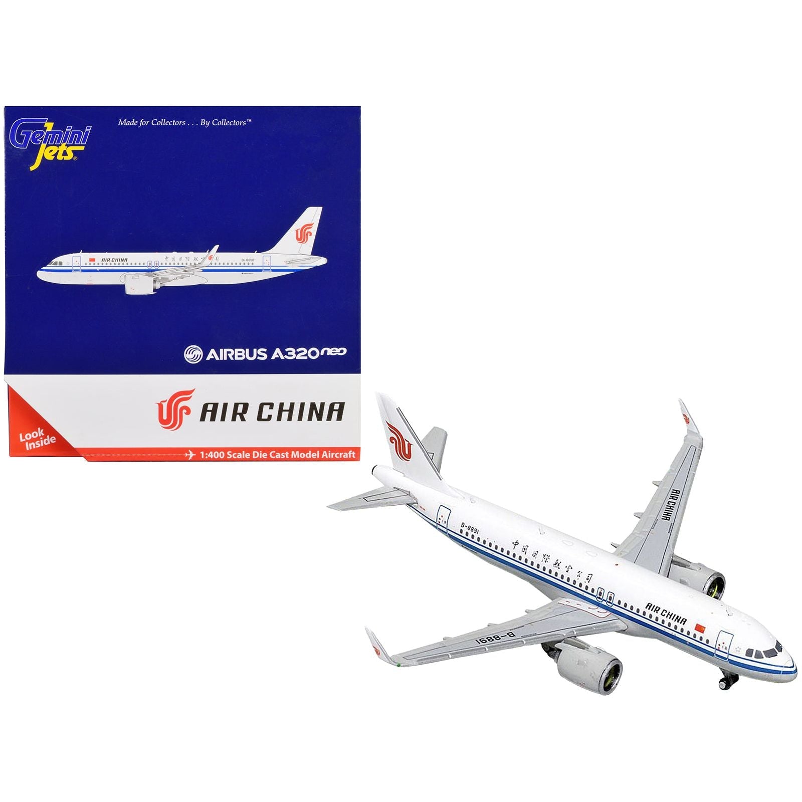 Airbus A320neo Commercial Aircraft "Air China" White with Blue Stripes 1/400 Diecast Model Airplane by GeminiJets - GeminiJets - ModelCars.com