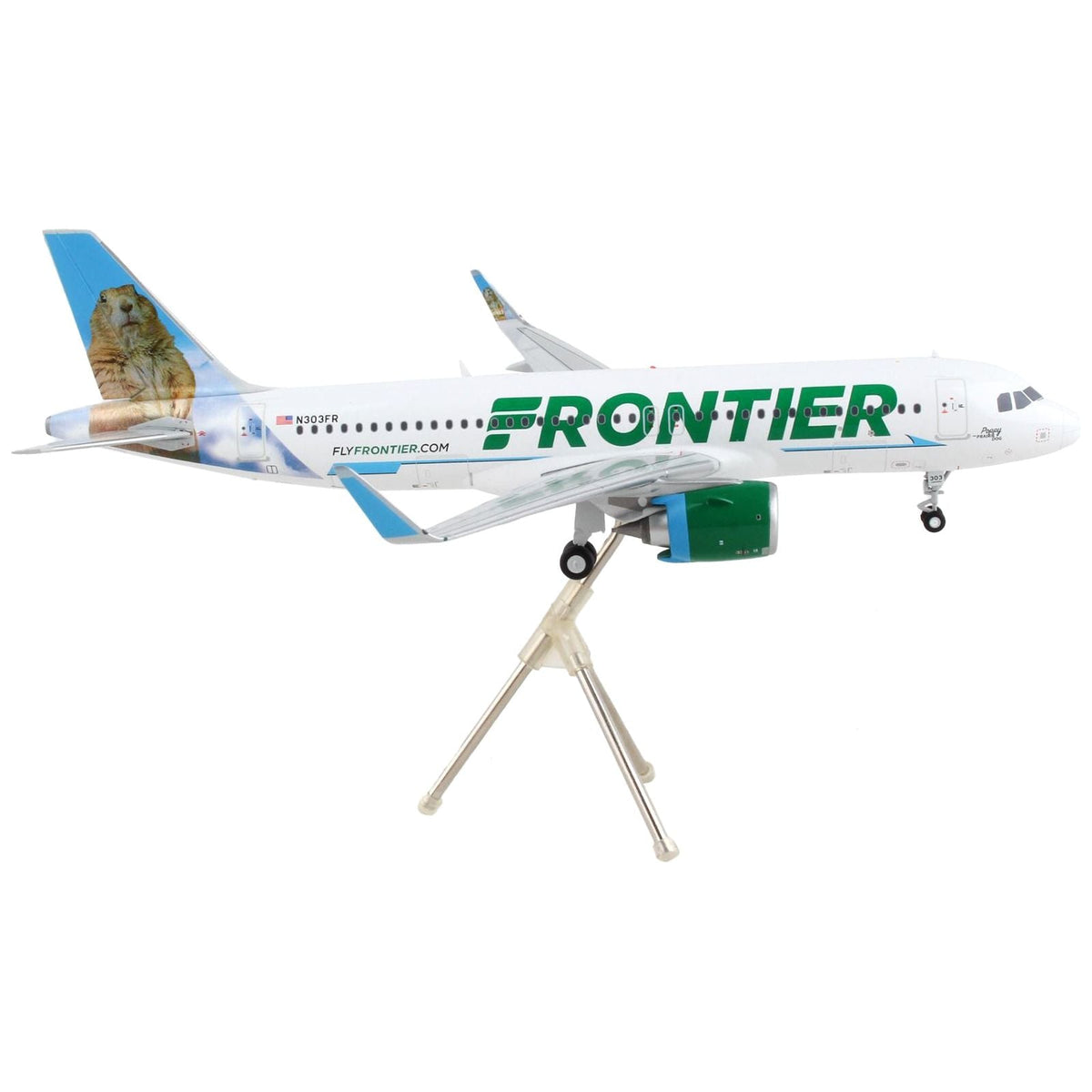 Airbus A320neo Commercial Aircraft "Frontier Airlines - Poppy the Prairie Dog" White with Graphics "Gemini 200" Series 1/200 Diecast Model Airplane by GeminiJets-GeminiJets-ModelCars.com