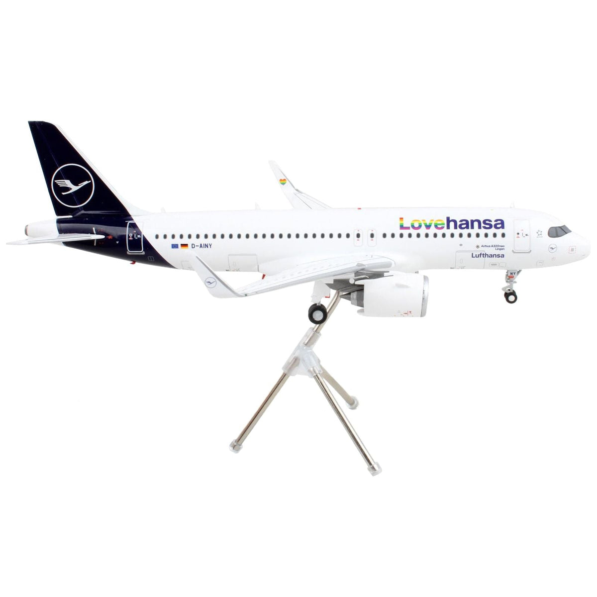 Airbus A320neo Commercial Aircraft "Lufthansa - LoveHansa" White with Blue Tail "Gemini 200" Series 1/200 Diecast Model Airplane by GeminiJets-GeminiJets-ModelCars.com