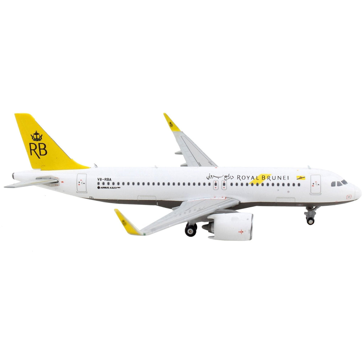 Airbus A320neo Commercial Aircraft "Royal Brunei Airlines" White with Yellow Tail 1/400 Diecast Model Airplane by GeminiJets-GeminiJets-ModelCars.com