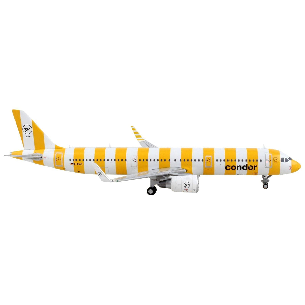 Airbus A321 Commercial Aircraft "Condor Airlines" White and Yellow Stripes 1/400 Diecast Model Airplane by GeminiJets-GeminiJets-ModelCars.com