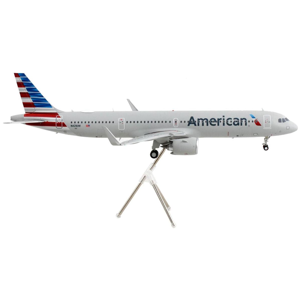 Airbus A321neo Commercial Aircraft "American Airlines" Silver with Striped Tail "Gemini 200" Series 1/200 Diecast Model Airplane by GeminiJets - GeminiJets - ModelCars.com
