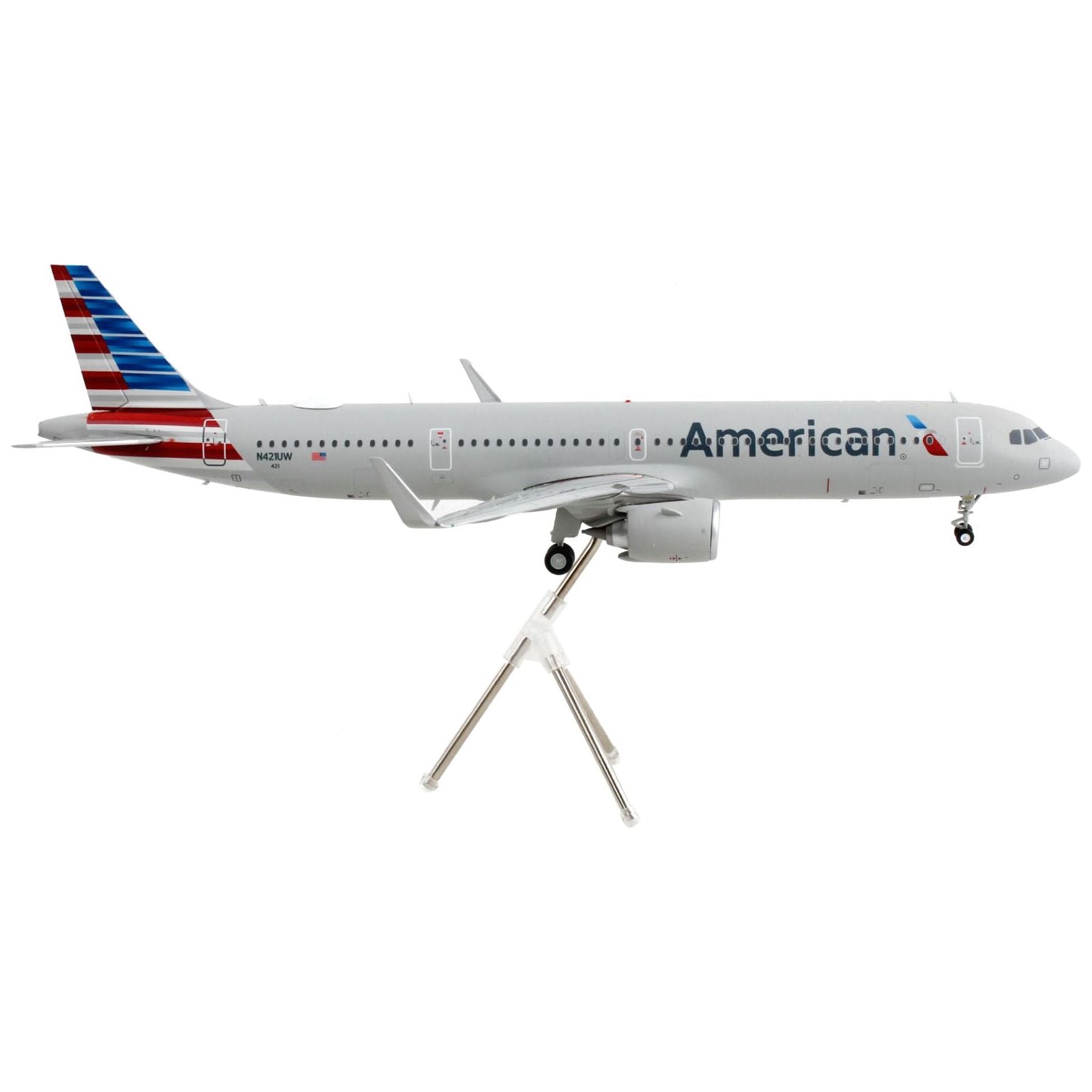 Airbus A321neo Commercial Aircraft "American Airlines" Silver with Striped Tail "Gemini 200" Series 1/200 Diecast Model Airplane by GeminiJets - GeminiJets - ModelCars.com