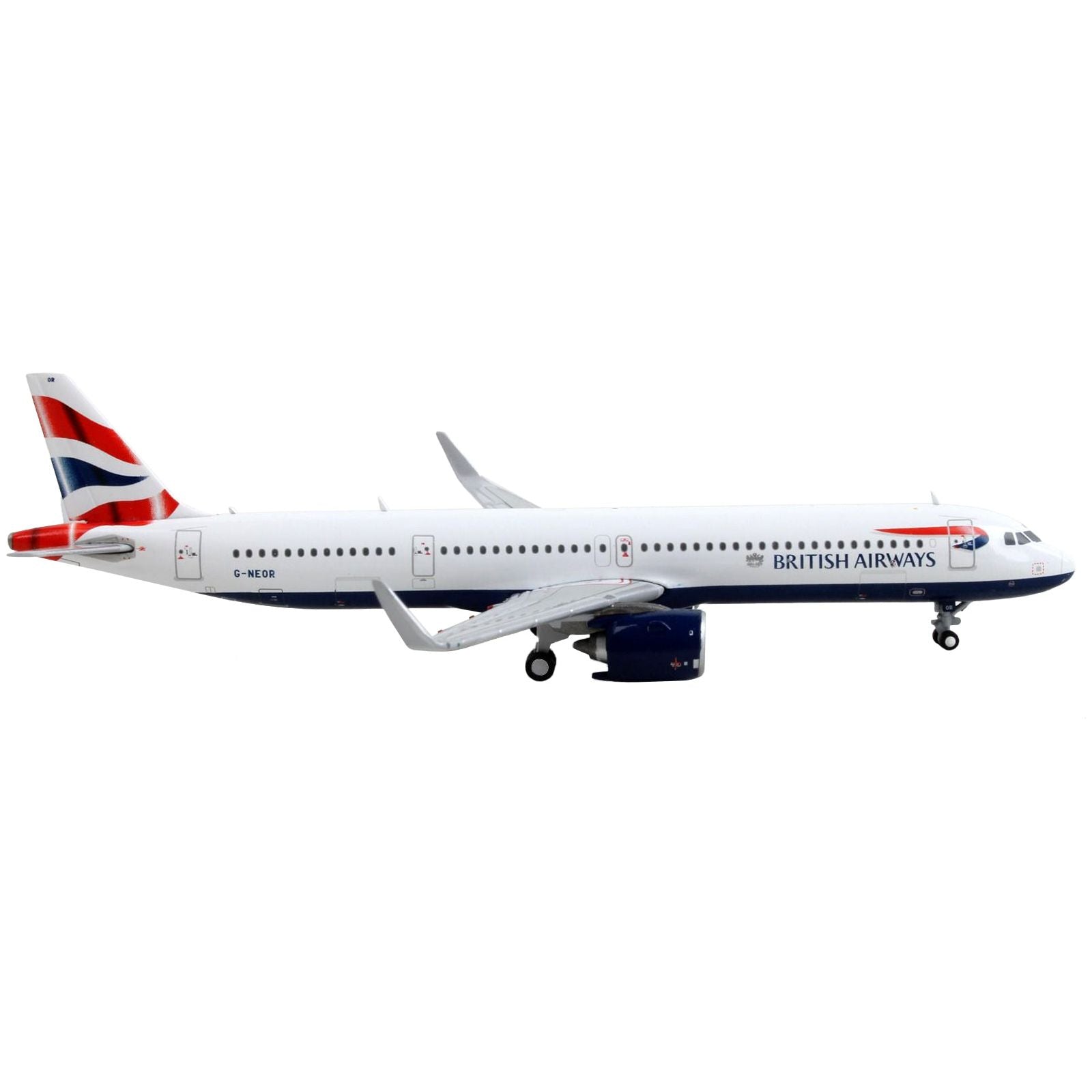 Airbus A321neo Commercial Aircraft "British Airways" White with Tail Stripes 1/400 Diecast Model Airplane by GeminiJets - GeminiJets - ModelCars.com