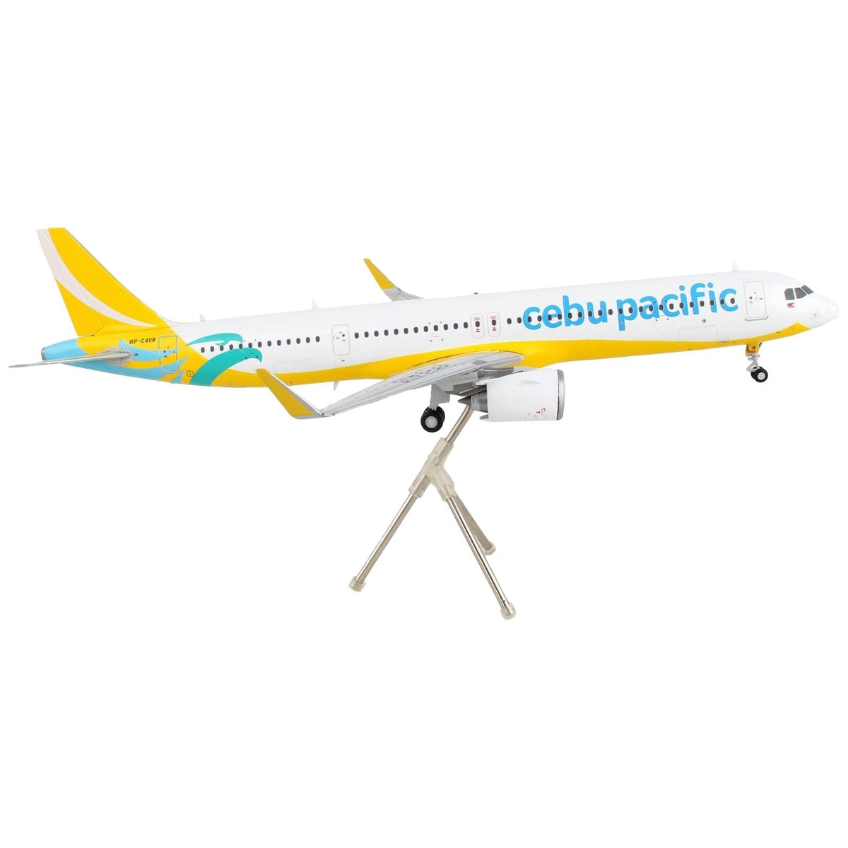 Airbus A321neo Commercial Aircraft "Cebu Pacific" White and Yellow "Gemini 200" Series 1/200 Diecast Model Airplane by GeminiJets-GeminiJets-ModelCars.com
