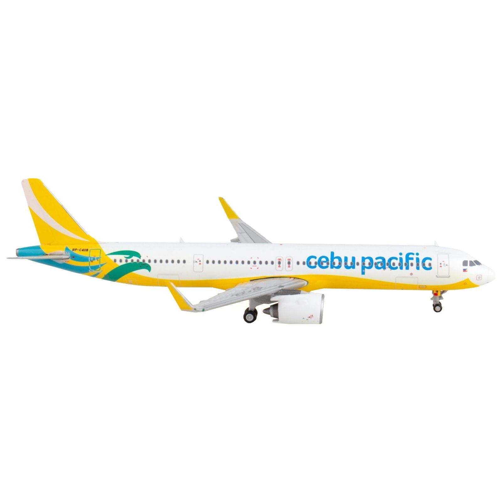 Airbus A321neo Commercial Aircraft "Cebu Pacific" Yellow and White 1/400 Diecast Model Airplane by GeminiJets - GeminiJets - ModelCars.com