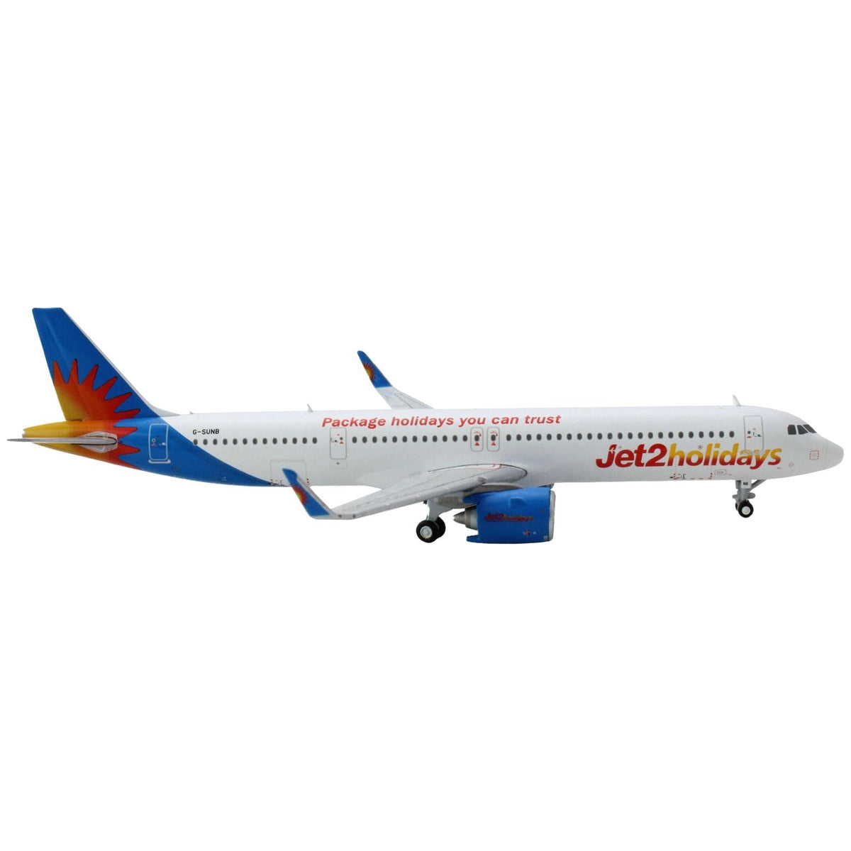 Airbus A321neo Commercial Aircraft "Jet2 Holidays" White with Blue Tail 1/400 Diecast Model Airplane by GeminiJets - GeminiJets - ModelCars.com