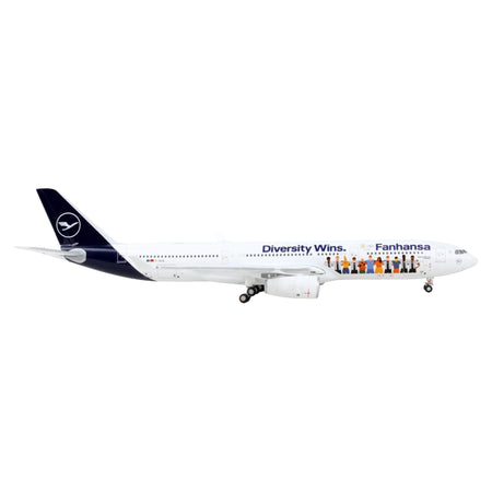 Airbus A330-300 Commercial Aircraft "Lufthansa - Fanhansa Diversity Wins" White with Blue Tail 1/400 Diecast Model Airplane by GeminiJets-GeminiJets-ModelCars.com