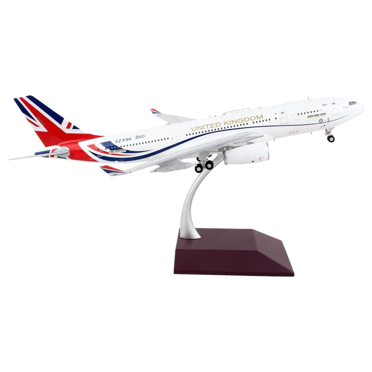 Airbus A330 MRTT Tanker Aircraft "British Royal Air Force" White with United Kingdom Flag Graphics "Gemini 200" Series 1/200 Diecast Model Airplane by GeminiJets-GeminiJets-ModelCars.com