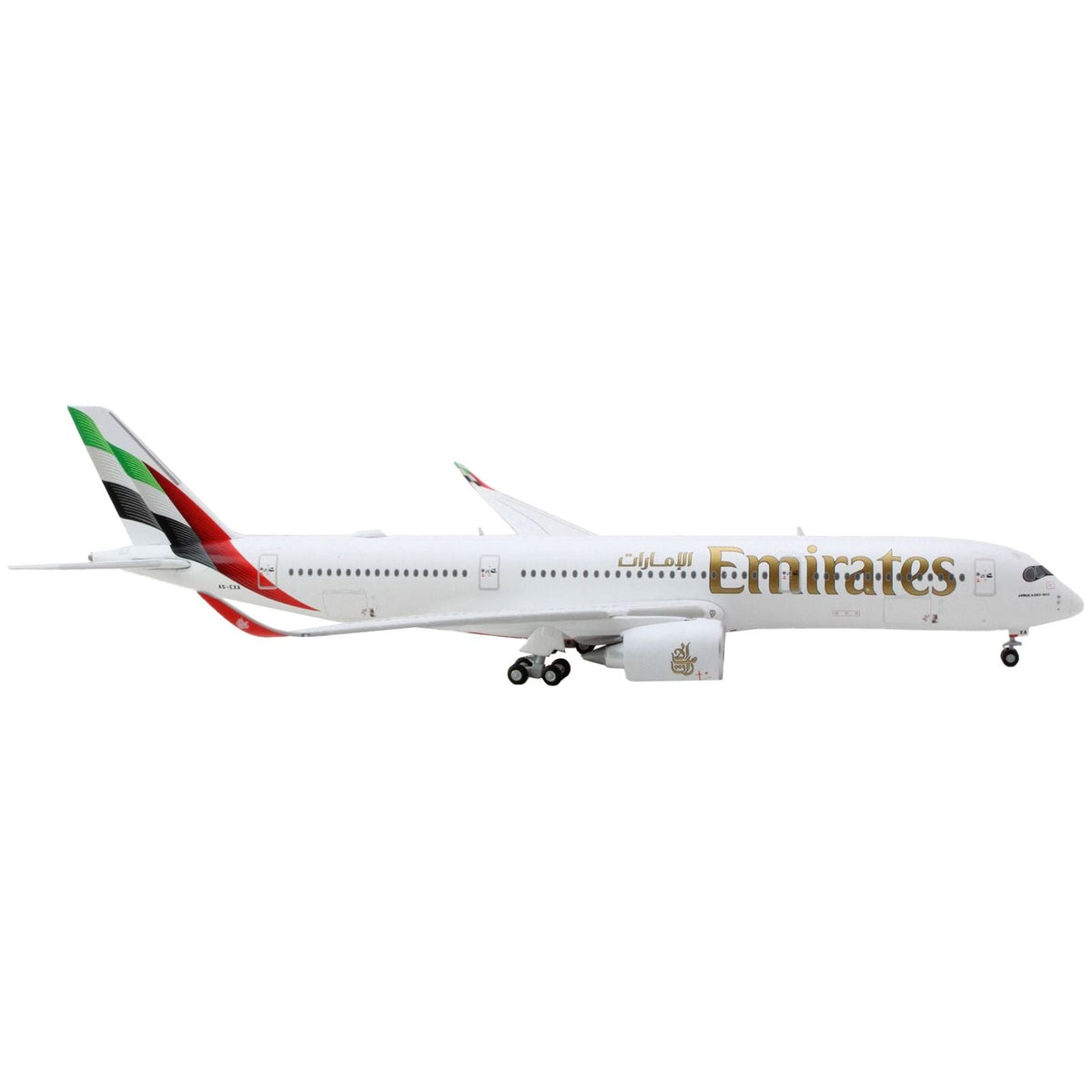 Airbus A350-900 Commercial Aircraft "Emirates Airlines" White with Striped Tail 1/400 Diecast Model Airplane by GeminiJets-GeminiJets-ModelCars.com
