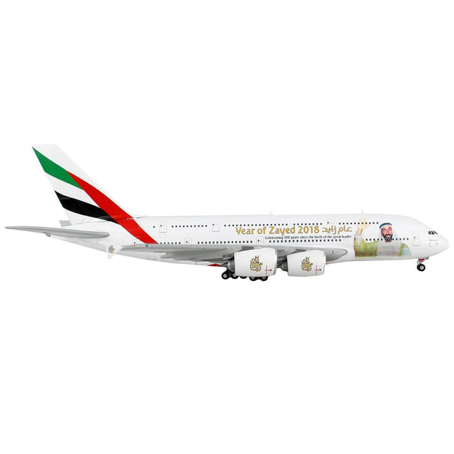 Airbus A380 - 800 Commercial Aircraft "Emirates Airlines - Year of Zayed 2018" White with Graphics 1/400 Diecast Model Airplane by GeminiJets - GeminiJets - ModelCars.com