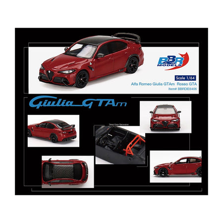 Alfa Romeo Giulia GTAm Rosso GTA Red with Carbon Top 1/64 Diecast Model Car by BBR-BBR-ModelCars.com