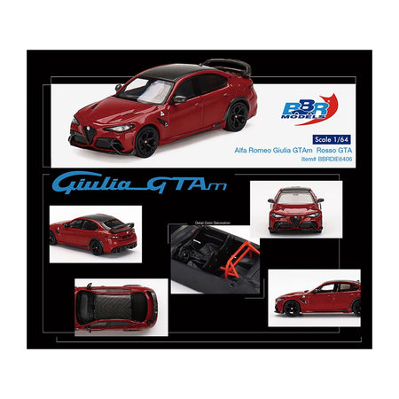 Alfa Romeo Giulia GTAm Rosso GTA Red with Carbon Top 1/64 Diecast Model Car by BBR - BBR - ModelCars.com