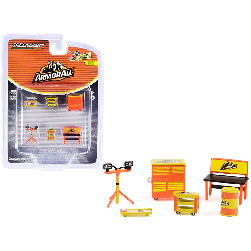 "Armor All" 6 piece Shop Tools Set "Shop Tool Accessories" Series 4 1/64 Models by Greenlight-Greenlight-ModelCars.com