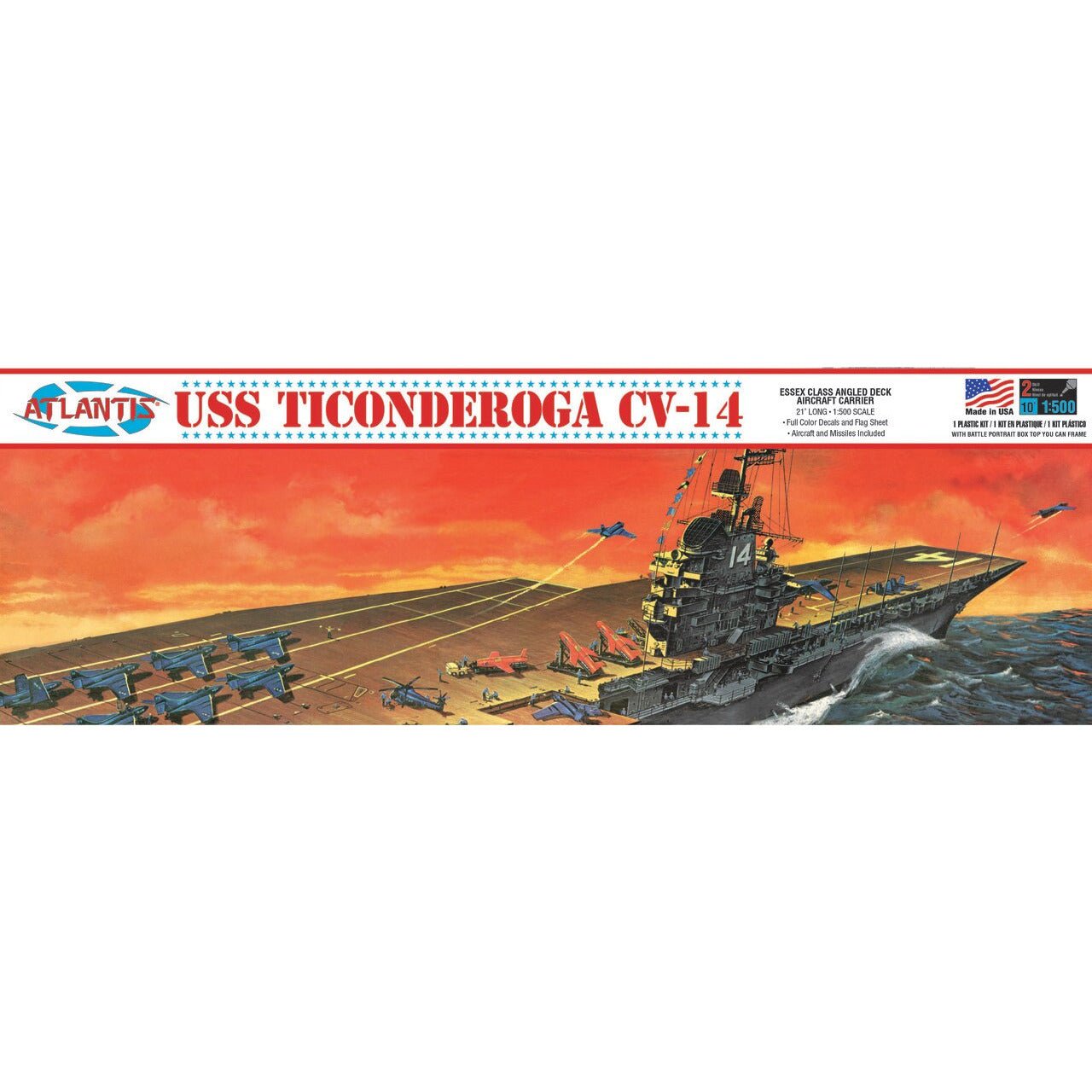 Atlantis 1/500 USS Ticonderoga CV - 14 Aircraft Carrier Plastic model kit 1/500 - Atlantis - ModelCars.com
